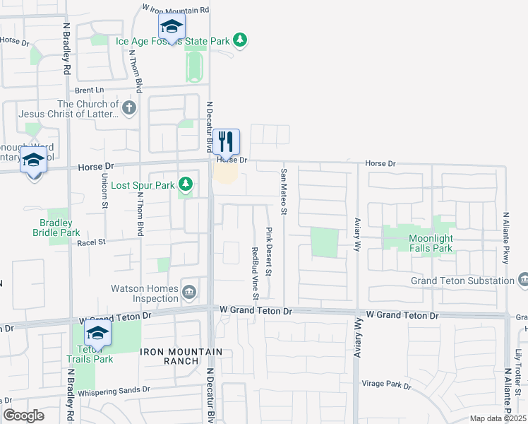 map of restaurants, bars, coffee shops, grocery stores, and more near 8229 Pink Desert Street in North Las Vegas