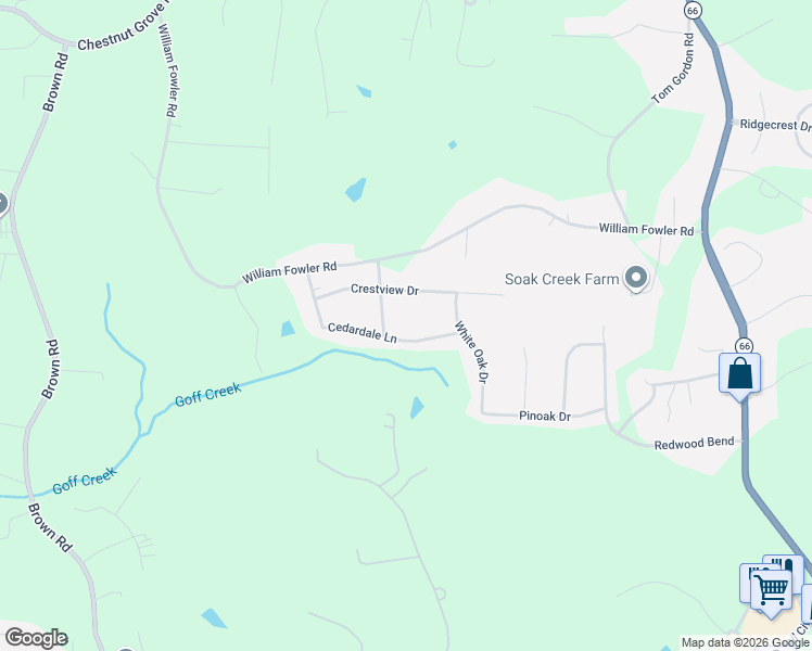 map of restaurants, bars, coffee shops, grocery stores, and more near 126 Cedardale Lane in King