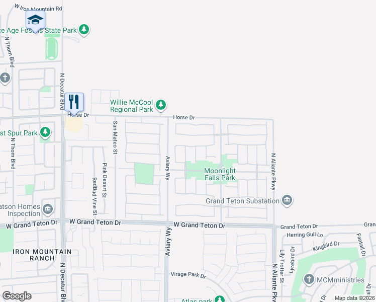 map of restaurants, bars, coffee shops, grocery stores, and more near 8228 Briggs Gully Street in North Las Vegas