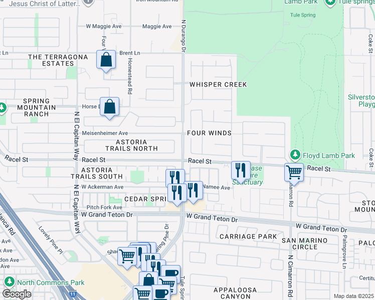 map of restaurants, bars, coffee shops, grocery stores, and more near in Las Vegas