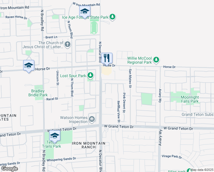 map of restaurants, bars, coffee shops, grocery stores, and more near 8228 Silver Vine Street in North Las Vegas