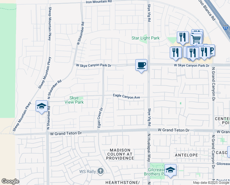 map of restaurants, bars, coffee shops, grocery stores, and more near 10285 Sierra Skye Avenue in Las Vegas