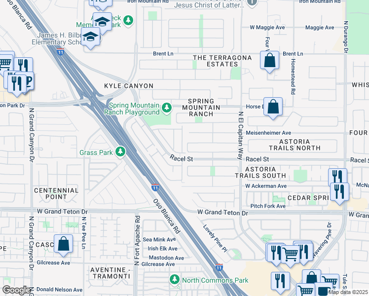 map of restaurants, bars, coffee shops, grocery stores, and more near 8213 Harvest Spring Place in Las Vegas