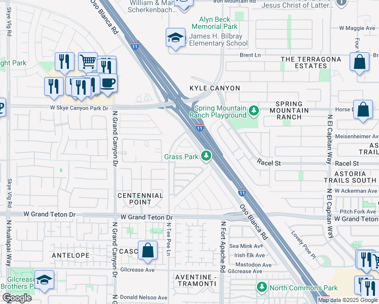 map of restaurants, bars, coffee shops, grocery stores, and more near 9304 Euphoria Rose Avenue in Las Vegas