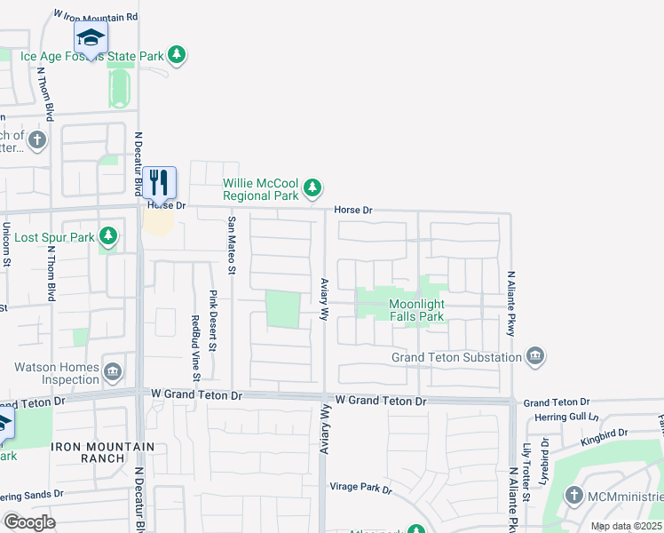 map of restaurants, bars, coffee shops, grocery stores, and more near 8229 Sawmill Falls Street in North Las Vegas