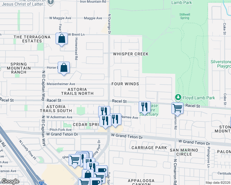 map of restaurants, bars, coffee shops, grocery stores, and more near 8212 Dusty Valley Court in Las Vegas