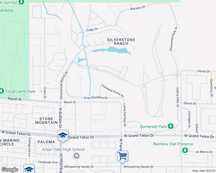 map of restaurants, bars, coffee shops, grocery stores, and more near 7220 Fairwind Acres Place in Las Vegas