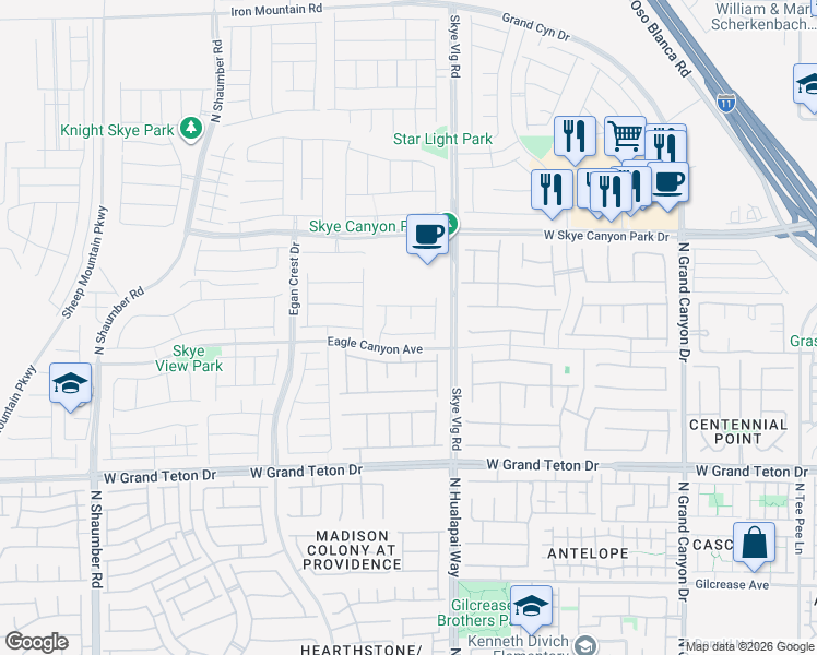 map of restaurants, bars, coffee shops, grocery stores, and more near 10142 Skye Saddle Avenue in Las Vegas