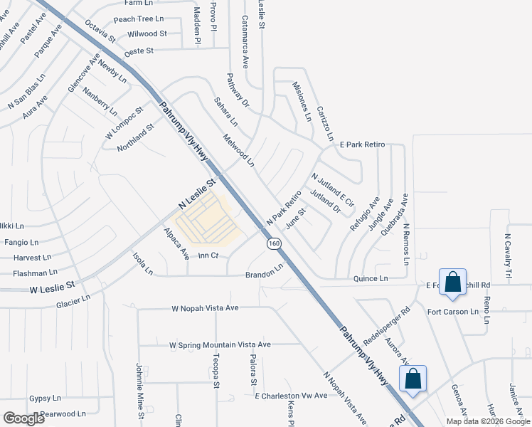 map of restaurants, bars, coffee shops, grocery stores, and more near 6301 Nevada 160 in Pahrump