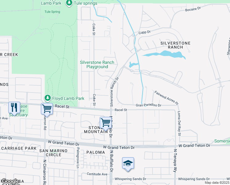 map of restaurants, bars, coffee shops, grocery stores, and more near 8301 Broad Peak Drive in Las Vegas