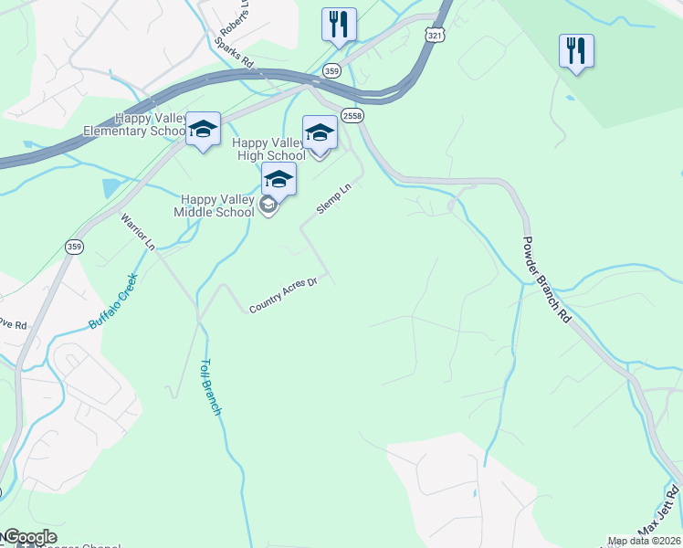map of restaurants, bars, coffee shops, grocery stores, and more near 217 Slemp Lane in Elizabethton
