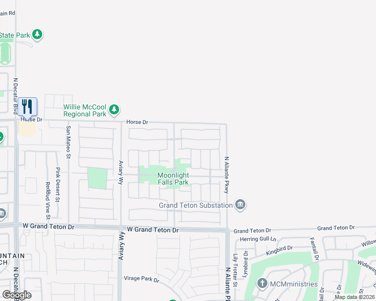map of restaurants, bars, coffee shops, grocery stores, and more near 3909 Kettle Falls Avenue in North Las Vegas