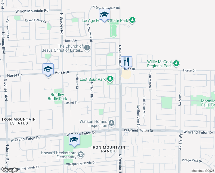 map of restaurants, bars, coffee shops, grocery stores, and more near 8237 Cline Mountain Street in Las Vegas