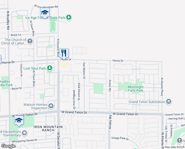 map of restaurants, bars, coffee shops, grocery stores, and more near 4429 Desert Home Avenue in North Las Vegas