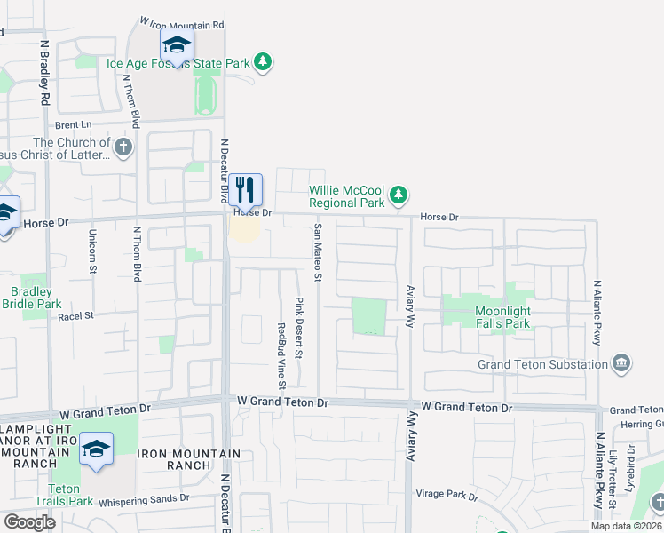 map of restaurants, bars, coffee shops, grocery stores, and more near 4429 Desert Home Avenue in North Las Vegas