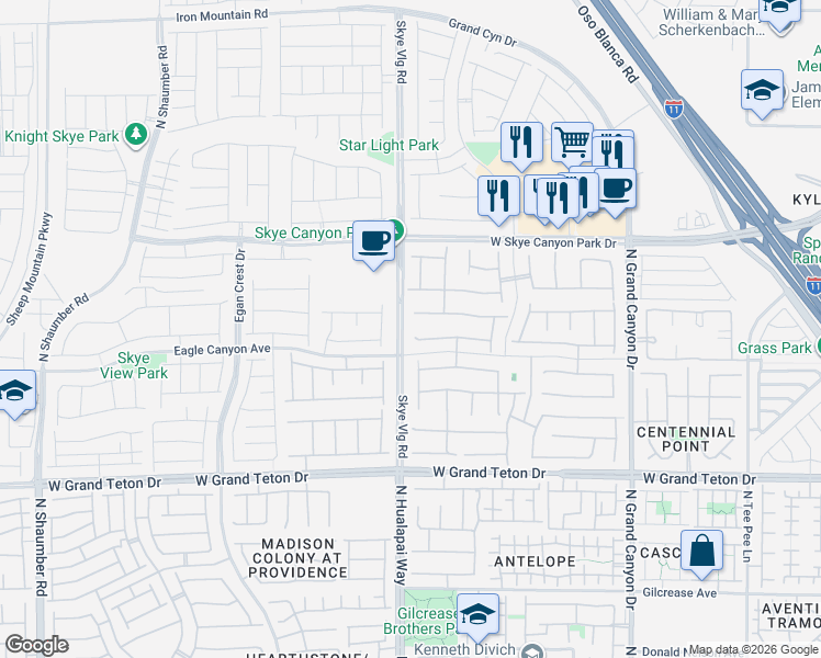 map of restaurants, bars, coffee shops, grocery stores, and more near 9996 Celestial Cliffs Avenue in Las Vegas