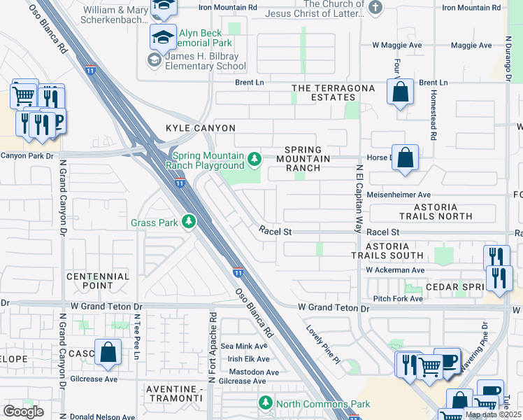 map of restaurants, bars, coffee shops, grocery stores, and more near 8237 Apple Spice Street in Las Vegas