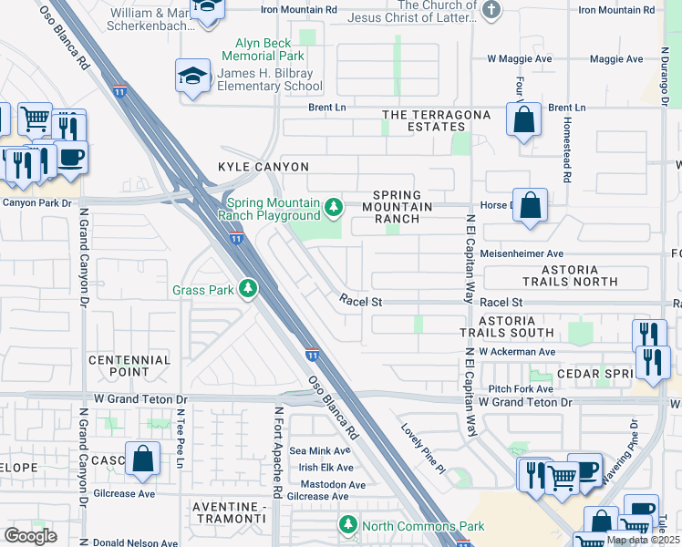 map of restaurants, bars, coffee shops, grocery stores, and more near 8237 Apple Spice Street in Las Vegas
