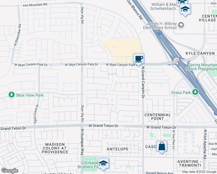 map of restaurants, bars, coffee shops, grocery stores, and more near 8236 Serpentine Sands Street in Las Vegas