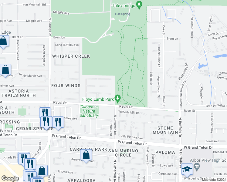 map of restaurants, bars, coffee shops, grocery stores, and more near 8234 Moapa Water Street in Las Vegas