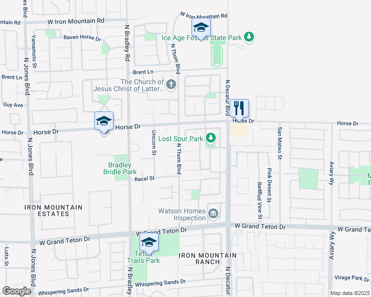 map of restaurants, bars, coffee shops, grocery stores, and more near 5028 West Hadley Meadow Court in Las Vegas