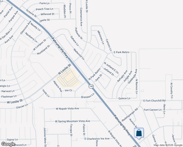 map of restaurants, bars, coffee shops, grocery stores, and more near 6290 Melwood Lane in Pahrump