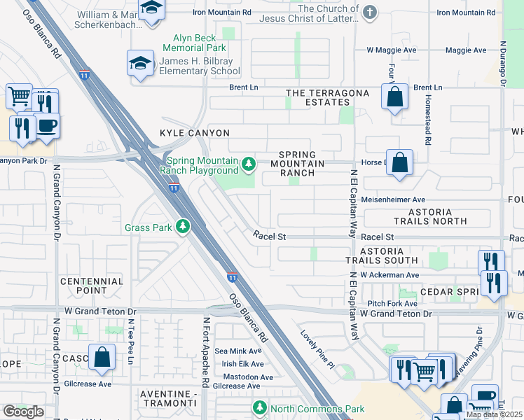 map of restaurants, bars, coffee shops, grocery stores, and more near 8248 Apple Spice Street in Las Vegas