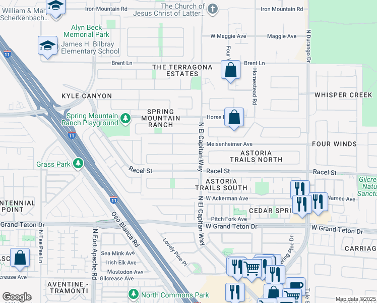 map of restaurants, bars, coffee shops, grocery stores, and more near 8817 Meisenheimer Avenue in Las Vegas