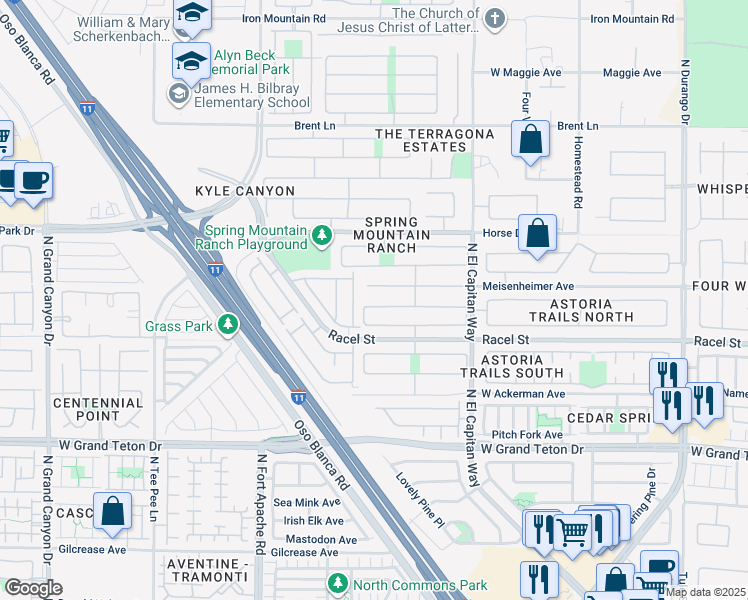 map of restaurants, bars, coffee shops, grocery stores, and more near 9024 Iron Hitch Avenue in Las Vegas