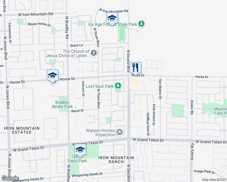map of restaurants, bars, coffee shops, grocery stores, and more near 8312 North Highland Ranch Street in Las Vegas
