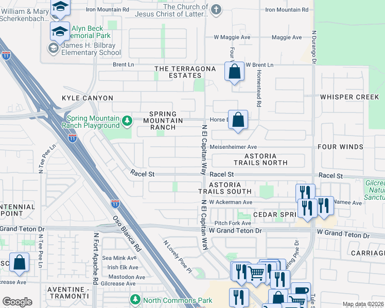 map of restaurants, bars, coffee shops, grocery stores, and more near 8817 Meisenheimer Avenue in Las Vegas