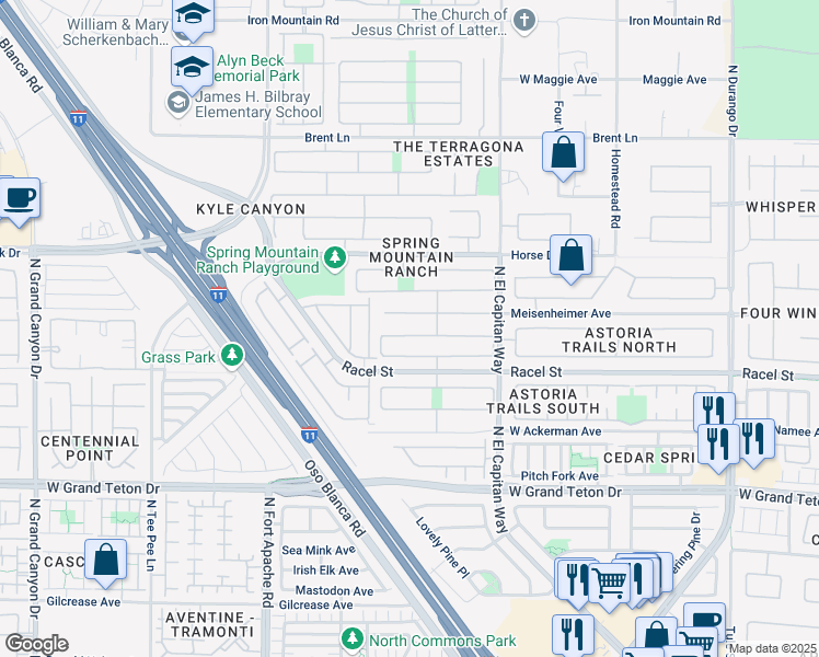 map of restaurants, bars, coffee shops, grocery stores, and more near 9013 Meisenheimer Avenue in Las Vegas