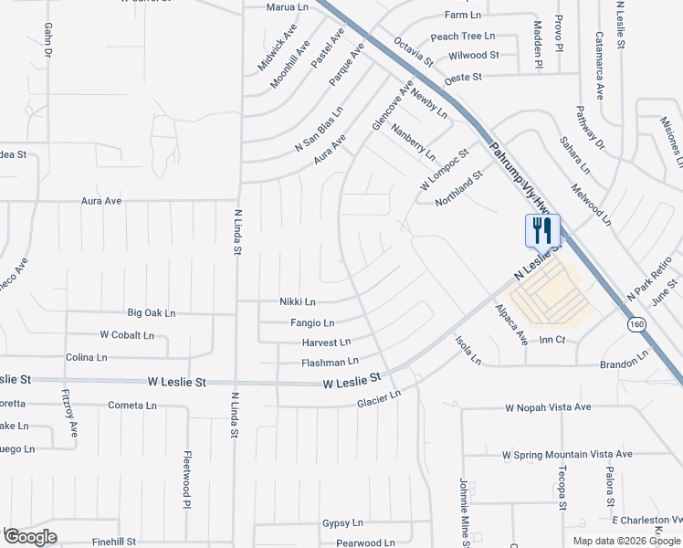 map of restaurants, bars, coffee shops, grocery stores, and more near 6320 Glencove Avenue in Pahrump