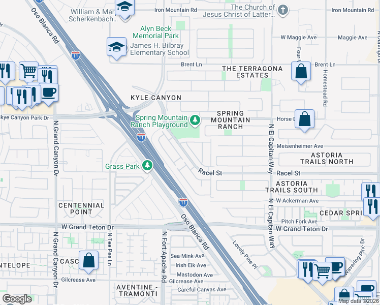 map of restaurants, bars, coffee shops, grocery stores, and more near 8297 Harvest Spring Place in Las Vegas
