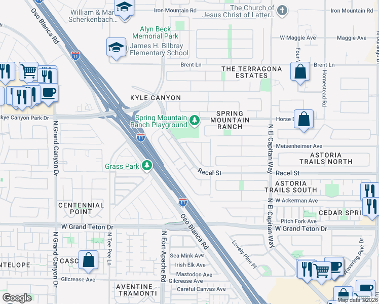 map of restaurants, bars, coffee shops, grocery stores, and more near 8297 Harvest Spring Place in Las Vegas