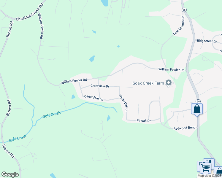 map of restaurants, bars, coffee shops, grocery stores, and more near 229 Crestview Drive in King
