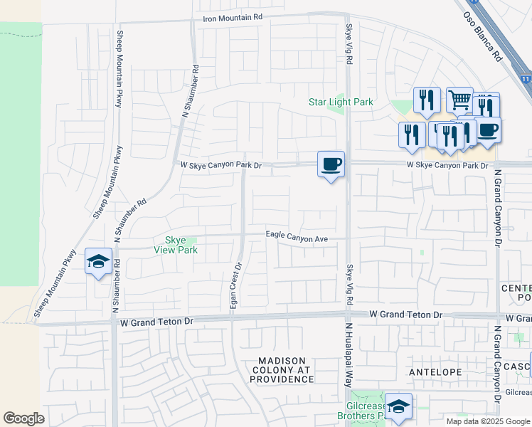 map of restaurants, bars, coffee shops, grocery stores, and more near 10291 Timberline Valley Avenue in Las Vegas