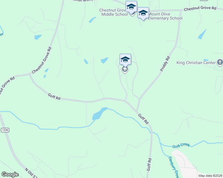map of restaurants, bars, coffee shops, grocery stores, and more near 632 Goff Road in King