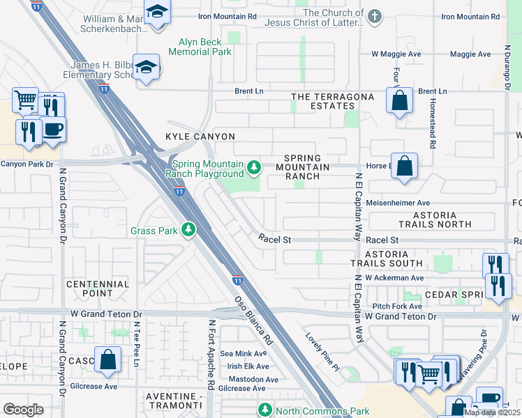 map of restaurants, bars, coffee shops, grocery stores, and more near 8261 Apple Spice Street in Las Vegas