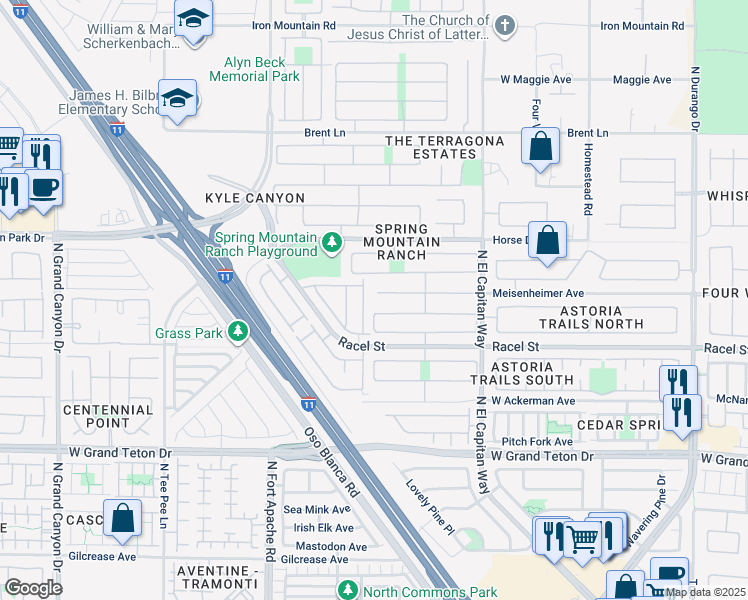 map of restaurants, bars, coffee shops, grocery stores, and more near 9037 Meisenheimer Avenue in Las Vegas