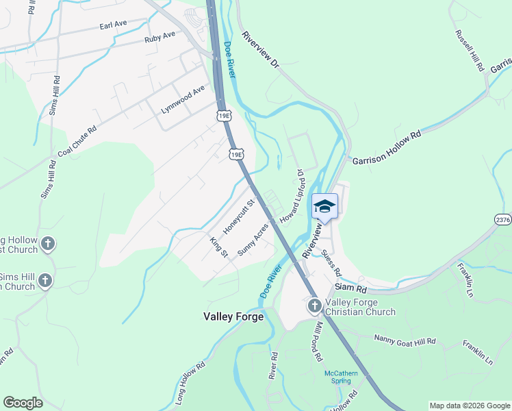 map of restaurants, bars, coffee shops, grocery stores, and more near 4064 U.S. 19E in Elizabethton