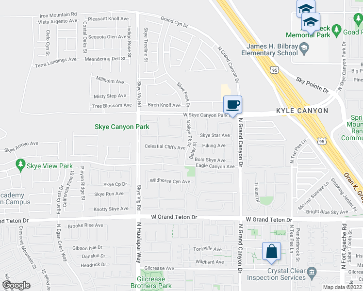 map of restaurants, bars, coffee shops, grocery stores, and more near 9916 Celestial Cliffs Avenue in Las Vegas