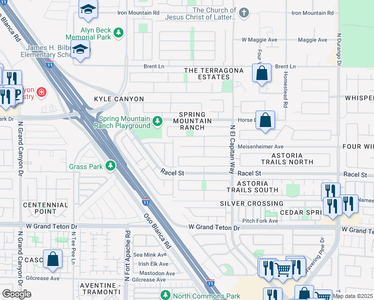 map of restaurants, bars, coffee shops, grocery stores, and more near 9017 Meisenheimer Avenue in Las Vegas