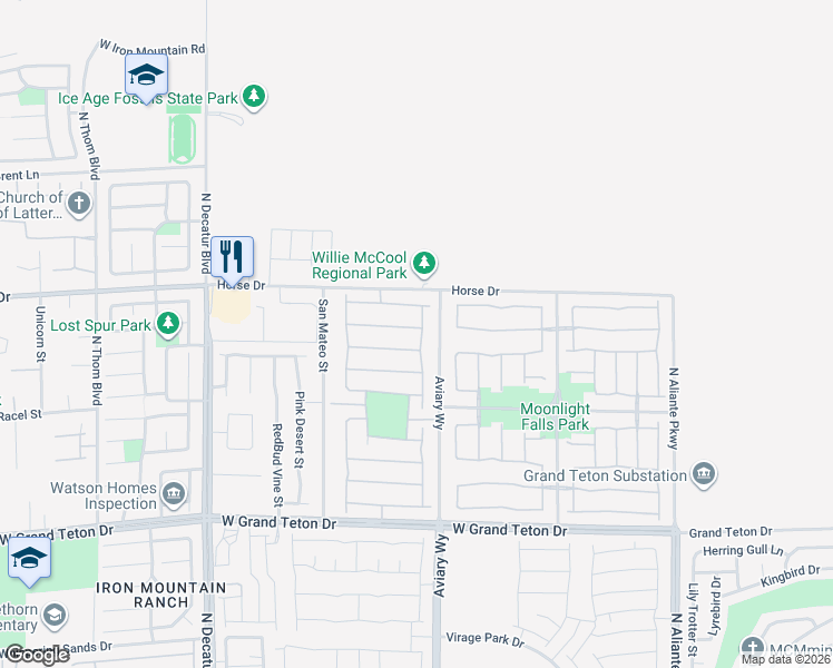 map of restaurants, bars, coffee shops, grocery stores, and more near 4317 Desert Home Avenue in North Las Vegas
