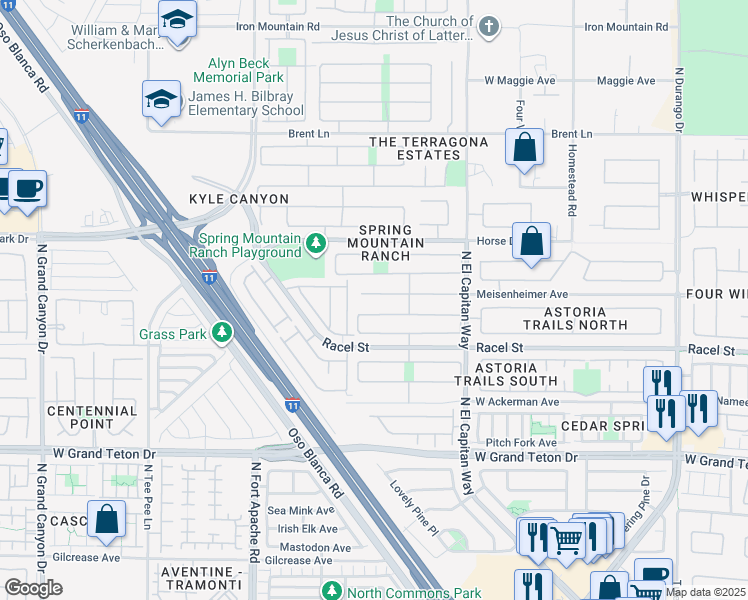 map of restaurants, bars, coffee shops, grocery stores, and more near 9017 Meisenheimer Avenue in Las Vegas