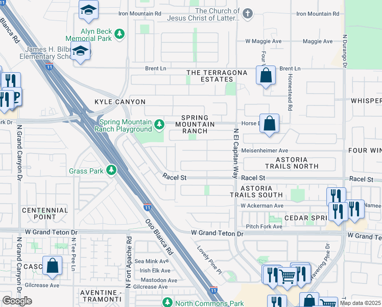 map of restaurants, bars, coffee shops, grocery stores, and more near 9013 Meisenheimer Avenue in Las Vegas
