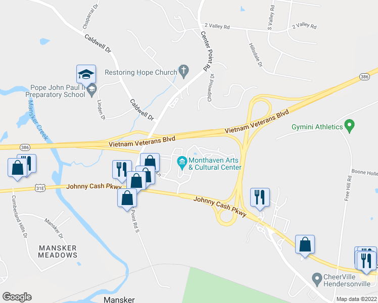 map of restaurants, bars, coffee shops, grocery stores, and more near 11116 Monthaven Park Place in Hendersonville