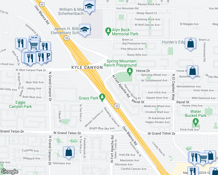 map of restaurants, bars, coffee shops, grocery stores, and more near 8413 Winterchase Place in Las Vegas