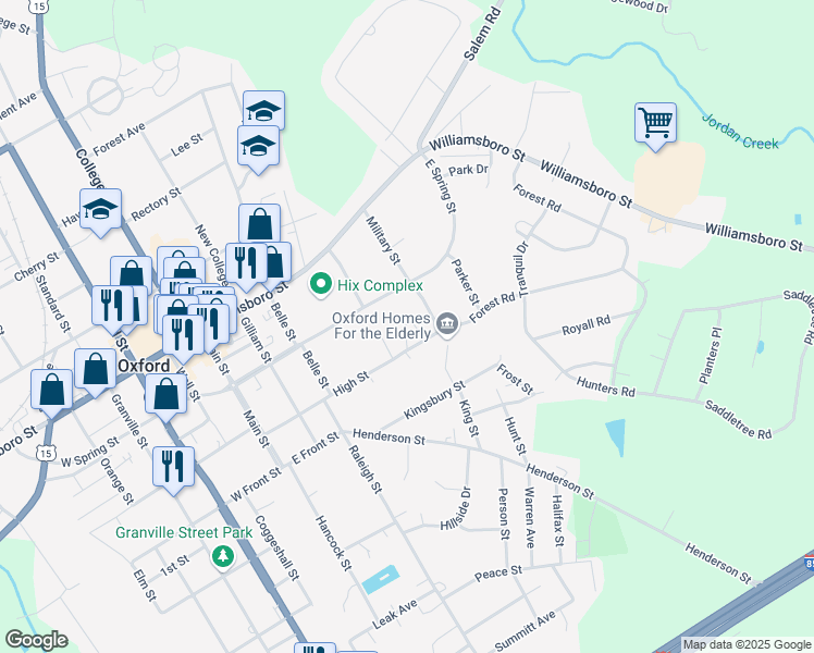 map of restaurants, bars, coffee shops, grocery stores, and more near 219 Devin Street in Oxford