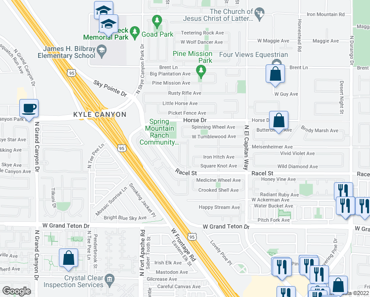 map of restaurants, bars, coffee shops, grocery stores, and more near 8269 Strawberry Spring Street in Las Vegas